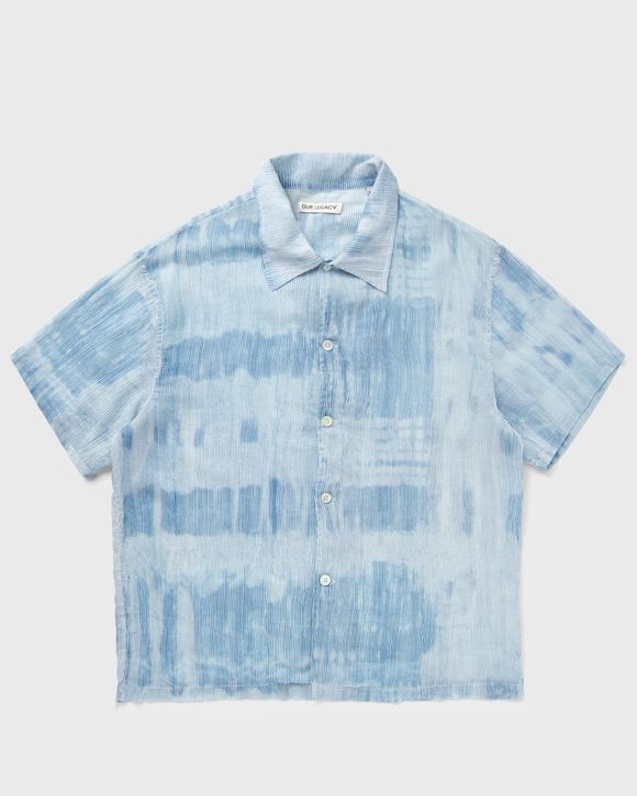 Our Legacy BOX SHIRT SHORTSLEEVE Blue - BLUE BRUSH STROKE PRINT