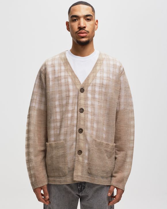 Our Legacy CARDIGAN Beige - GREY DISINTEGRATION CHECK