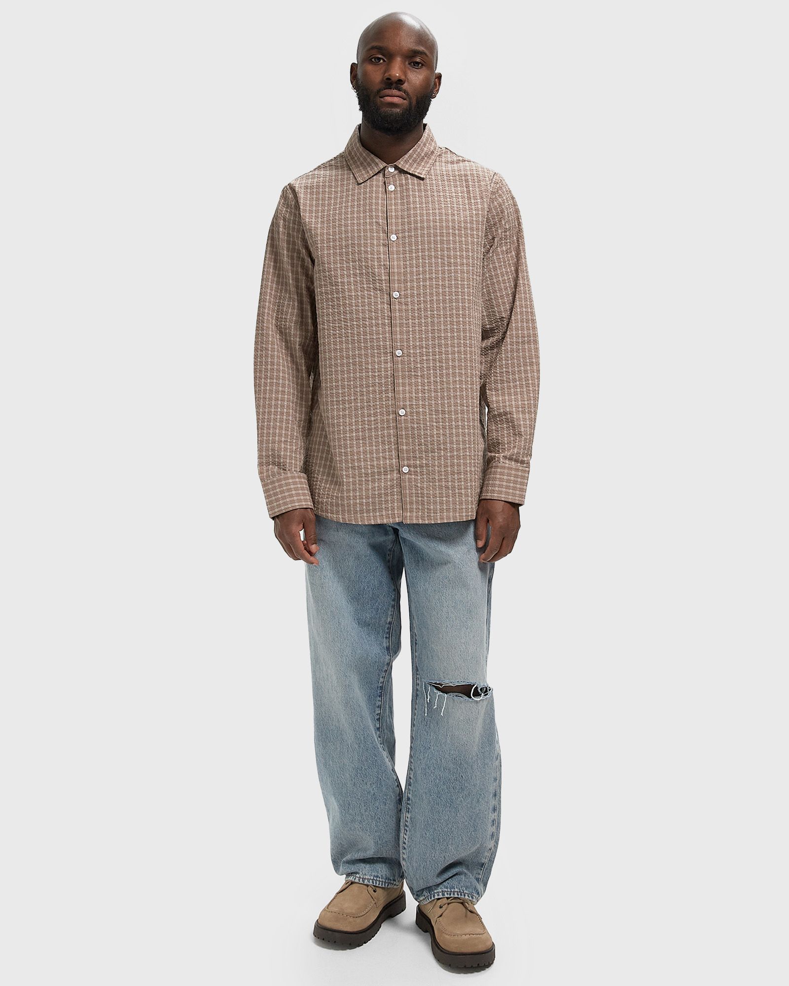 CHECKED SEERSUCKER LS SHIRT