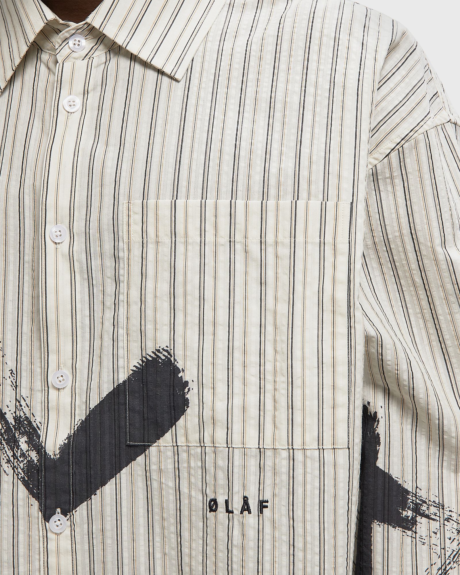 BRUSHSTROKE LOGO STRIPE LS SHIRT