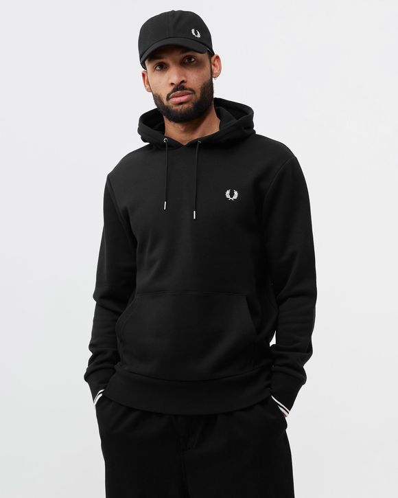 Fred Perry TIPPED HOODED SWEATSHIRT Black - BLACK