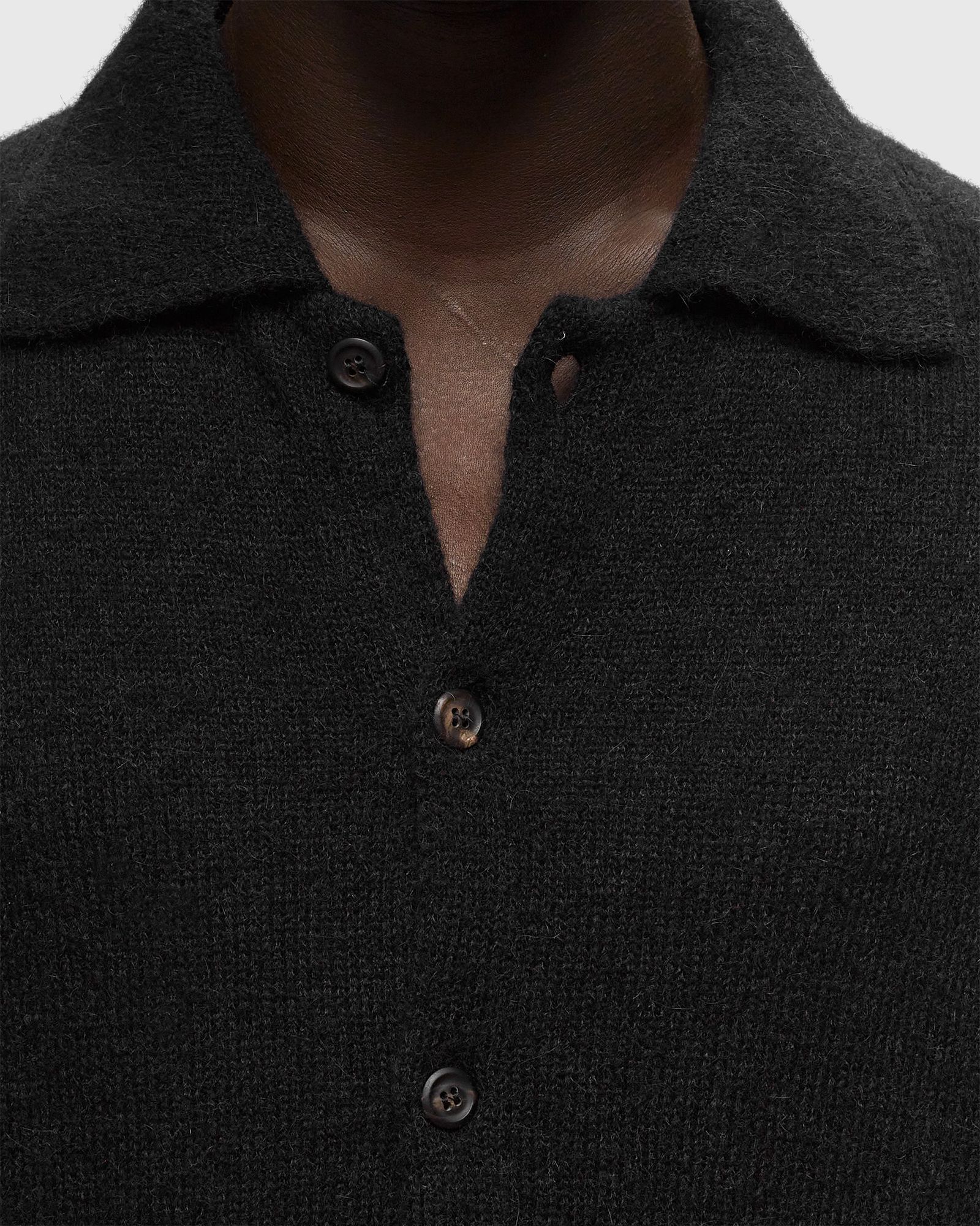 トップス Our Legacy evening polo 50 black Our Legacy - Evening Polo Super Black Performance Poly