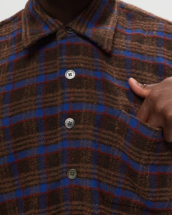 Our Legacy ABOVE SHIRT Blue/Brown - BROWN PANKOW CHECK