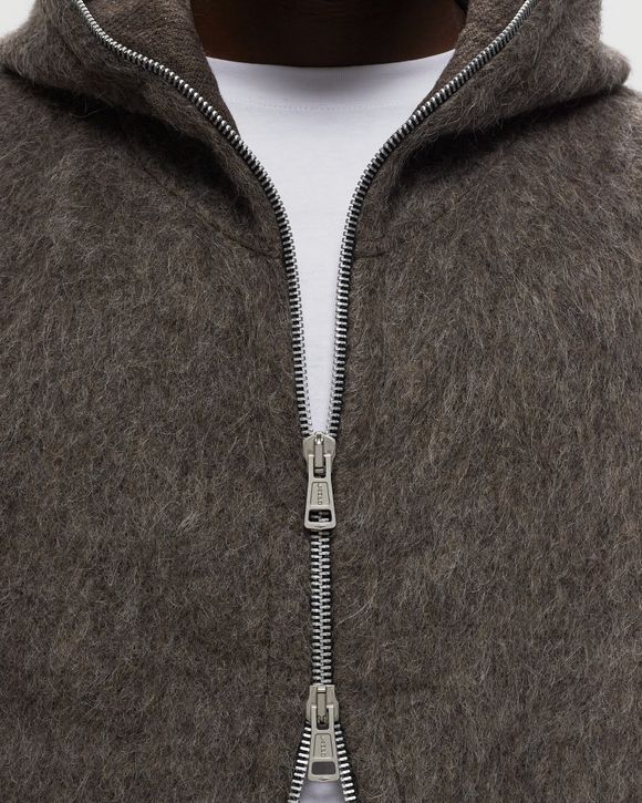 Our Legacy FULL ZIP HOOD Grey - MOLE GREY MOHAIR