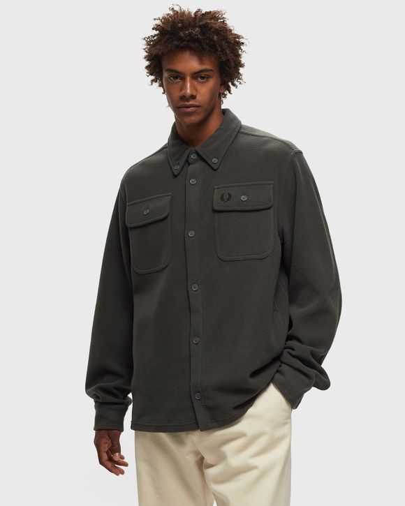 Fred Perry Fleece Overshirt Green - FIELD GREEN