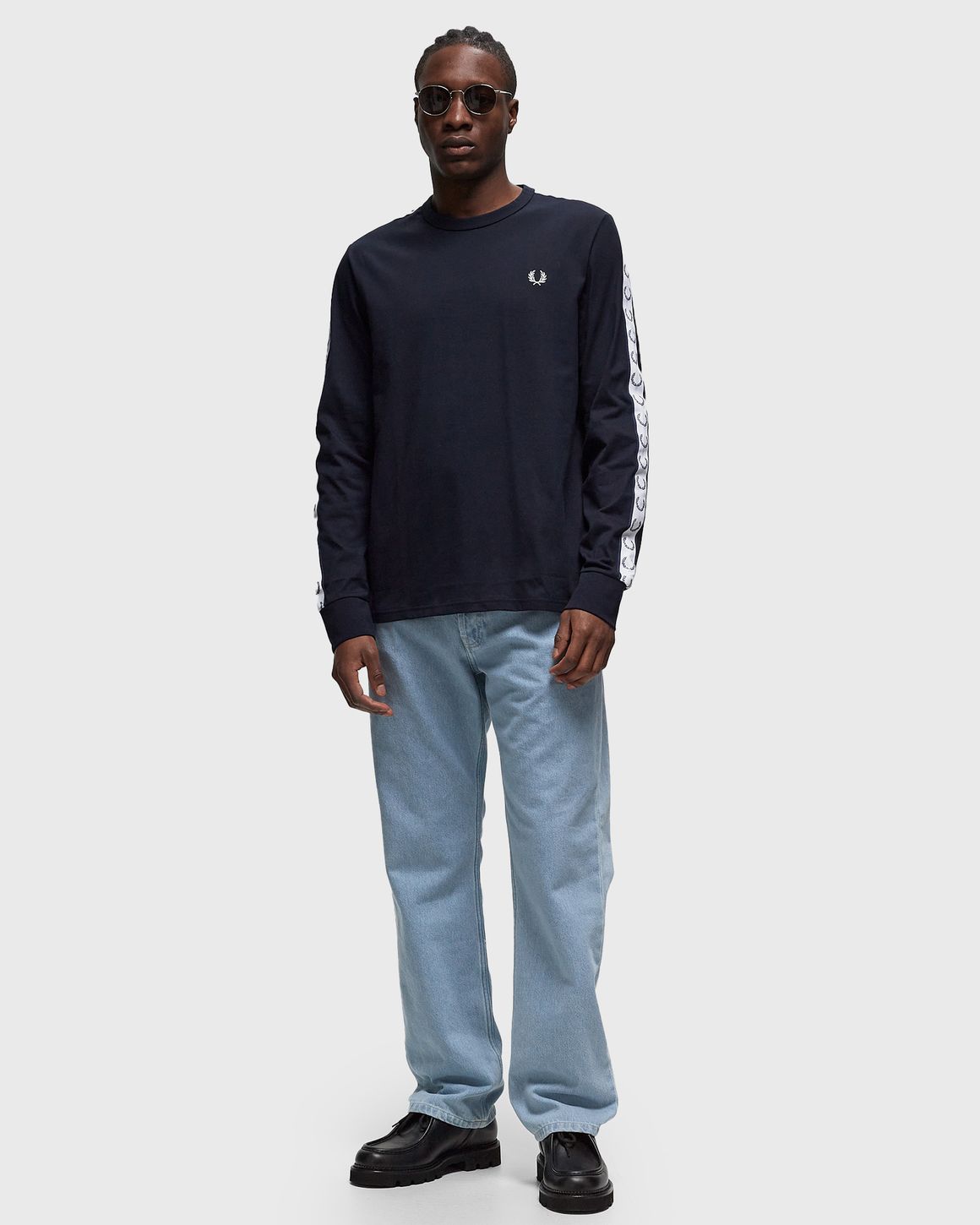 ■FRED PERRY■ Baseline Long Sleeve Tape T-Shirt 248 AFPM233 Taped Long Sleeve T-Shirt - Snow White | Men's T-Shirts