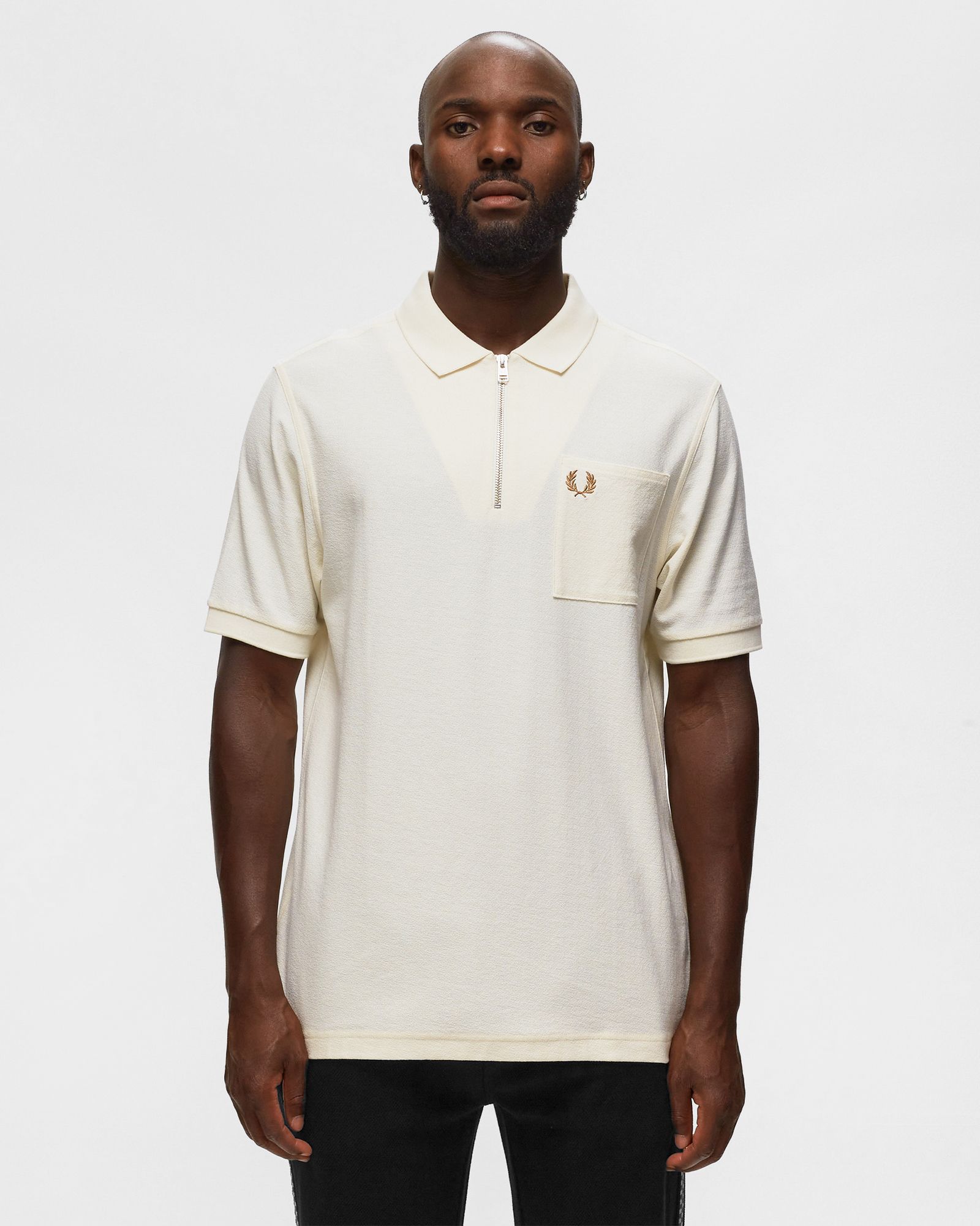 Textured Zip Neck Polo Shirt
