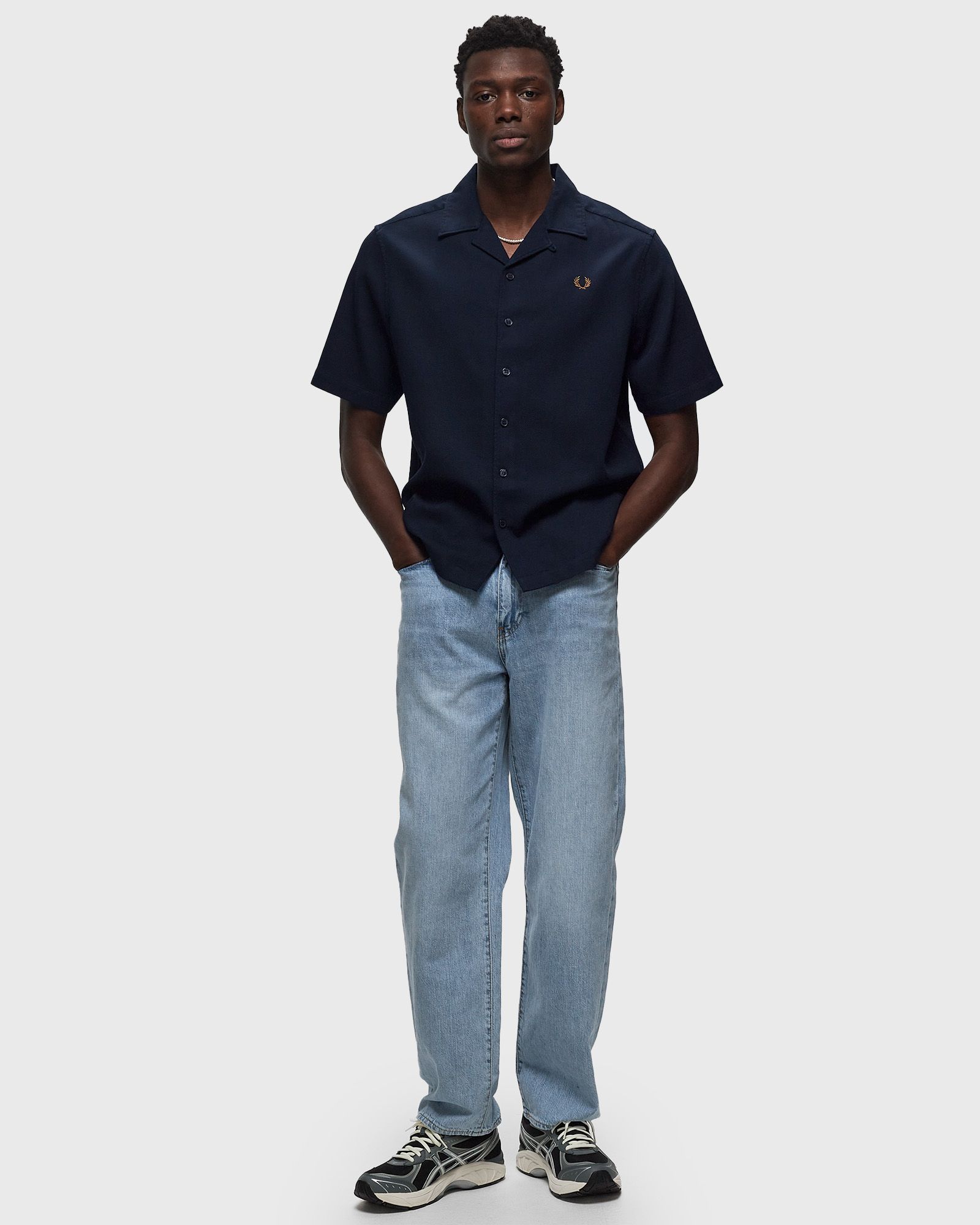 Pique Texture Revere Collar Sh