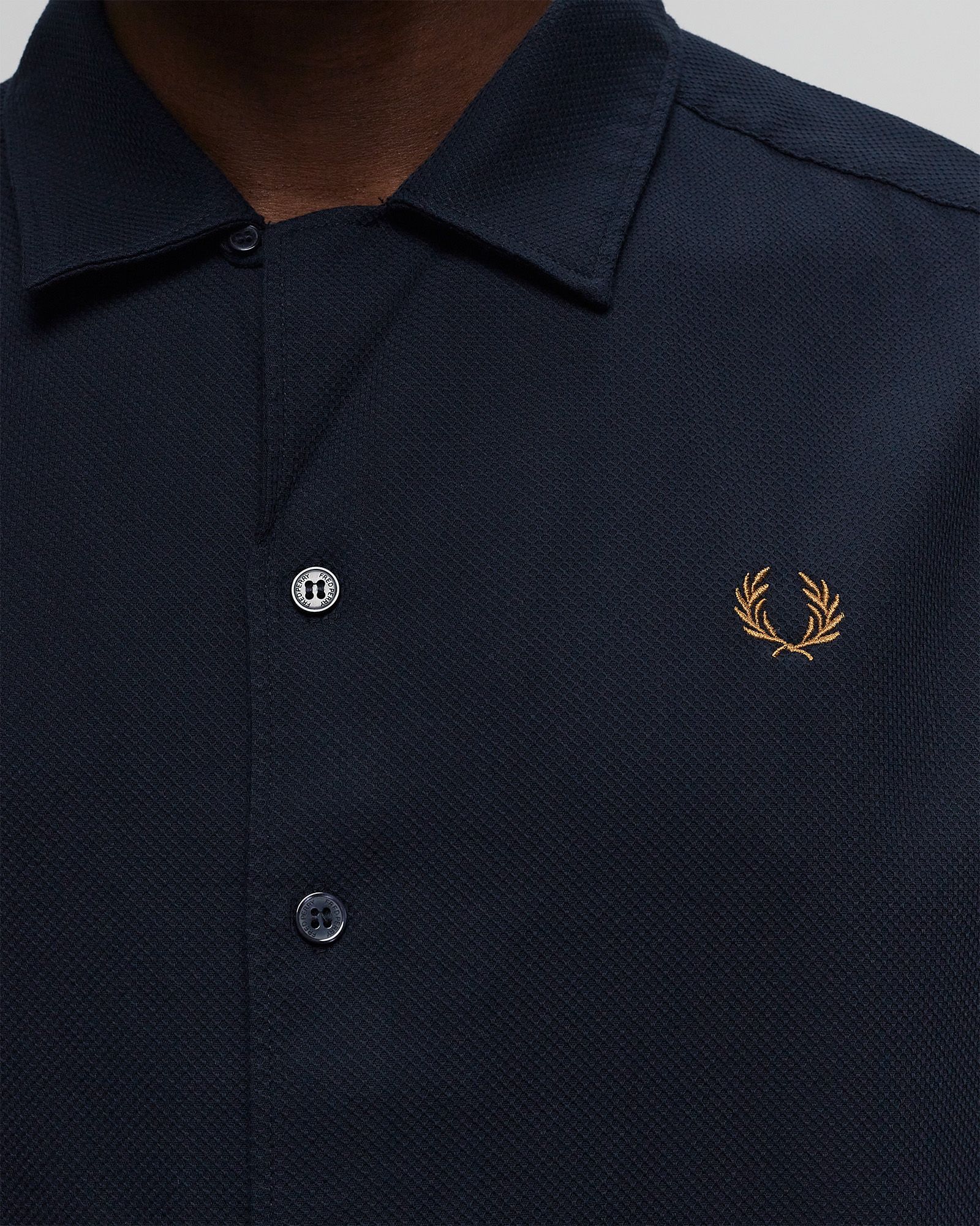 Pique Texture Revere Collar Sh