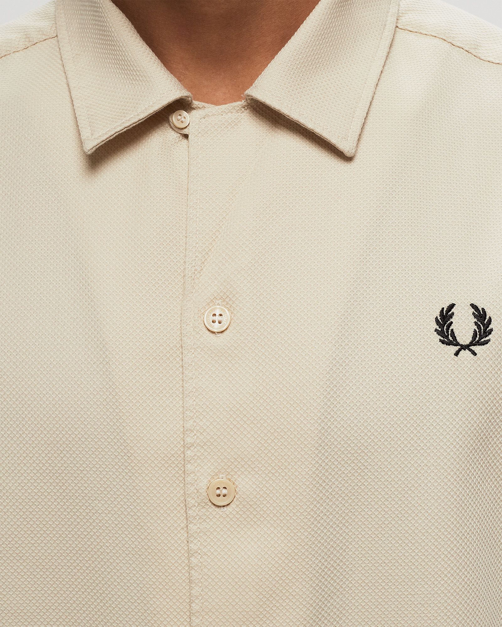 Pique Texture Revere Collar Shirt