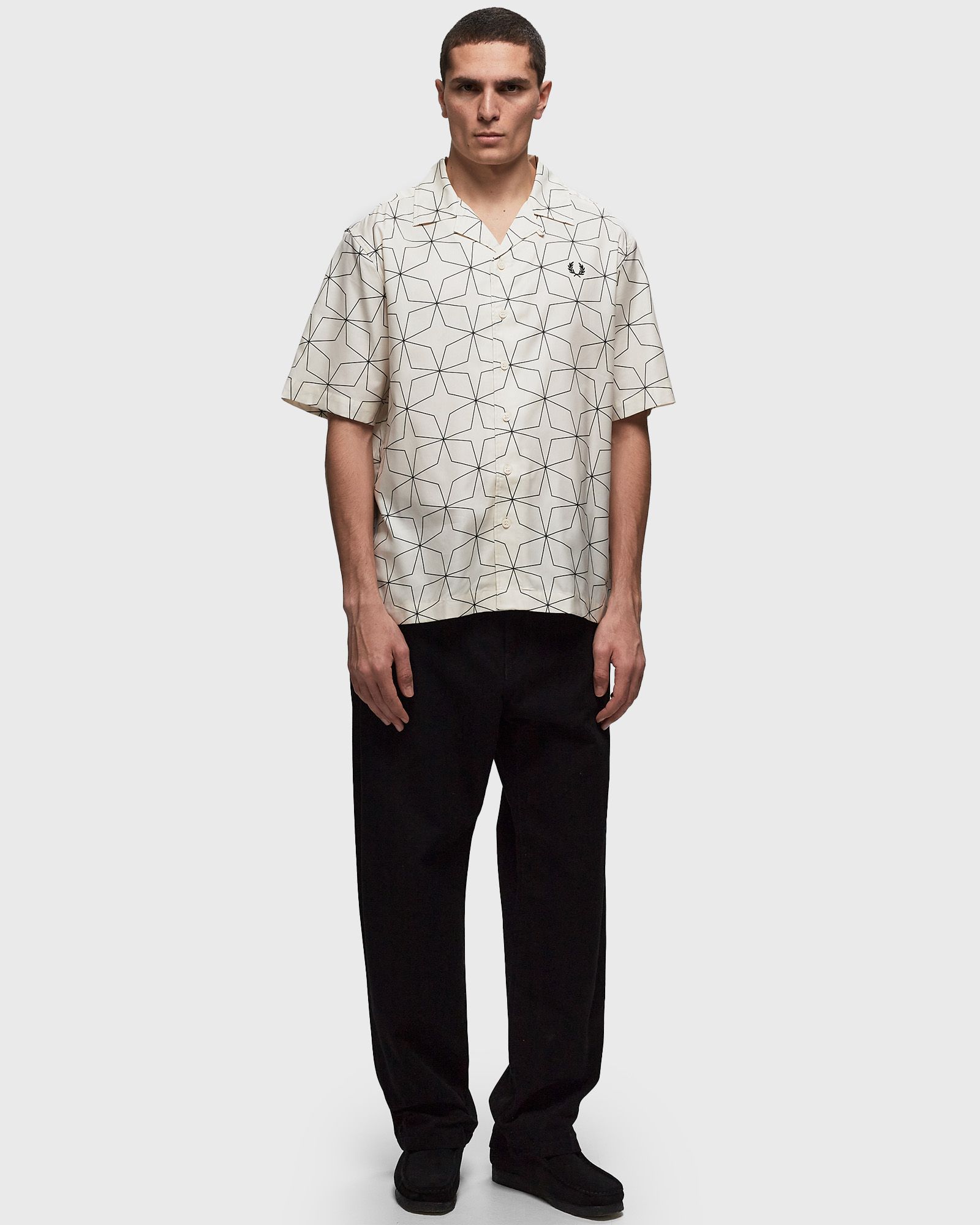 Geometric Print Revere Collar