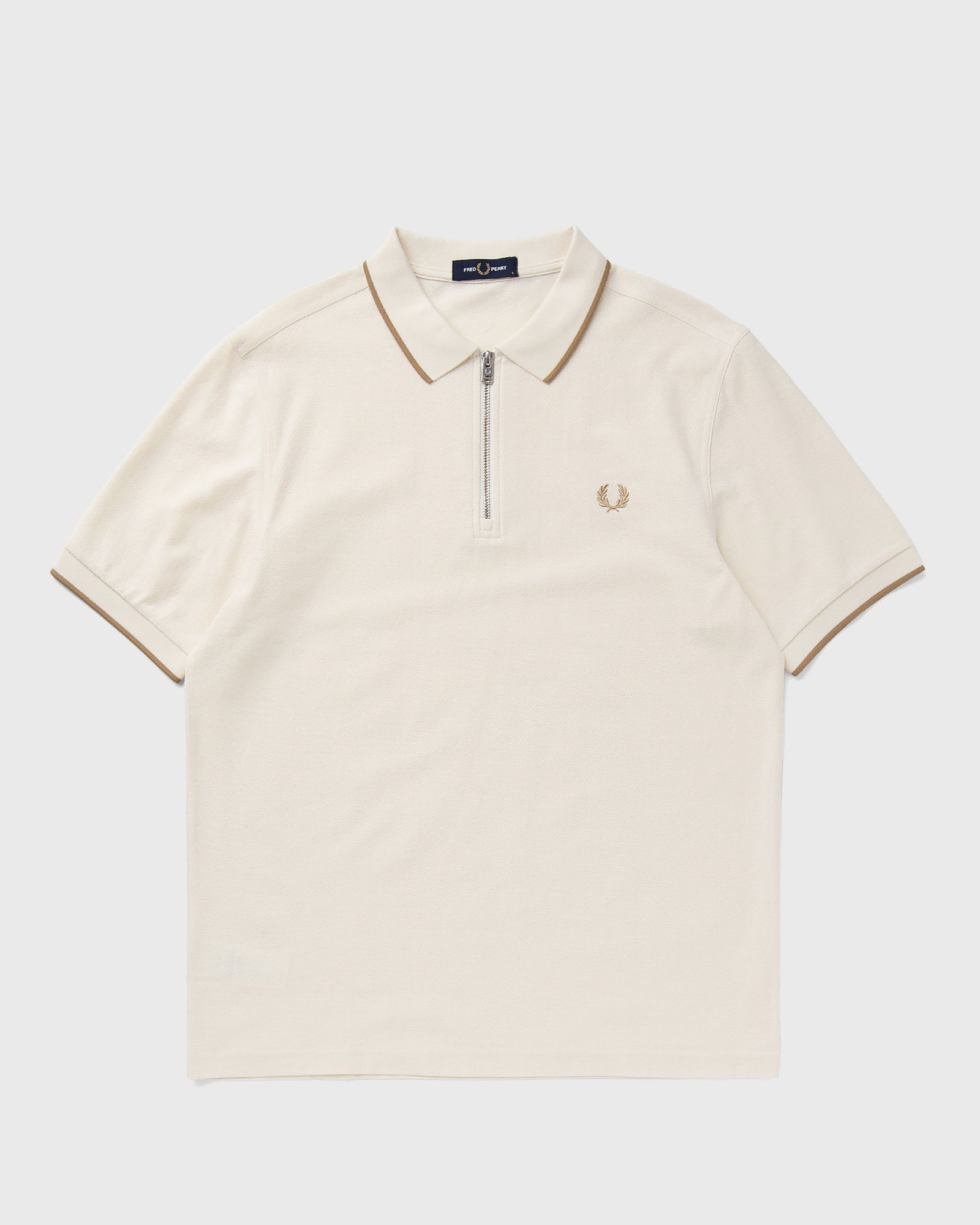 Fred Perry - crepe pique zip neck polo shrt men polos white in größe:m