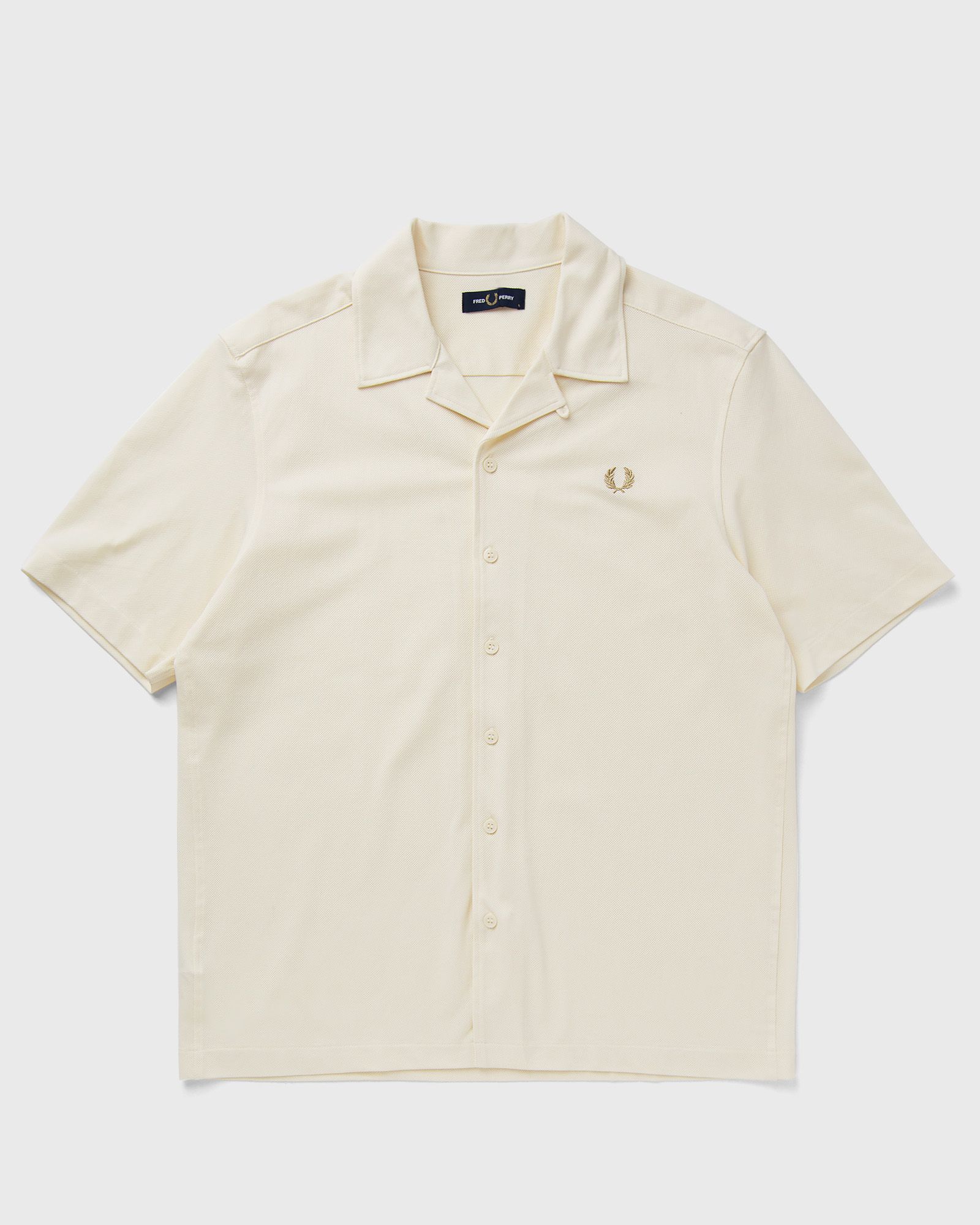 Fred Perry - woven mesh revere collar shirt men shortsleeves white in größe:xl