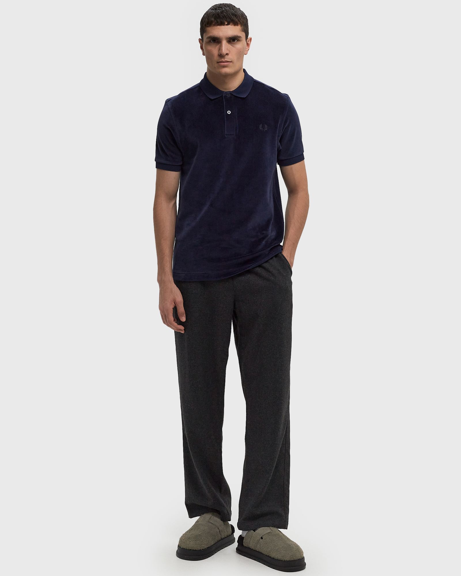 VELOUR ZIP NECK POLO SHIRT