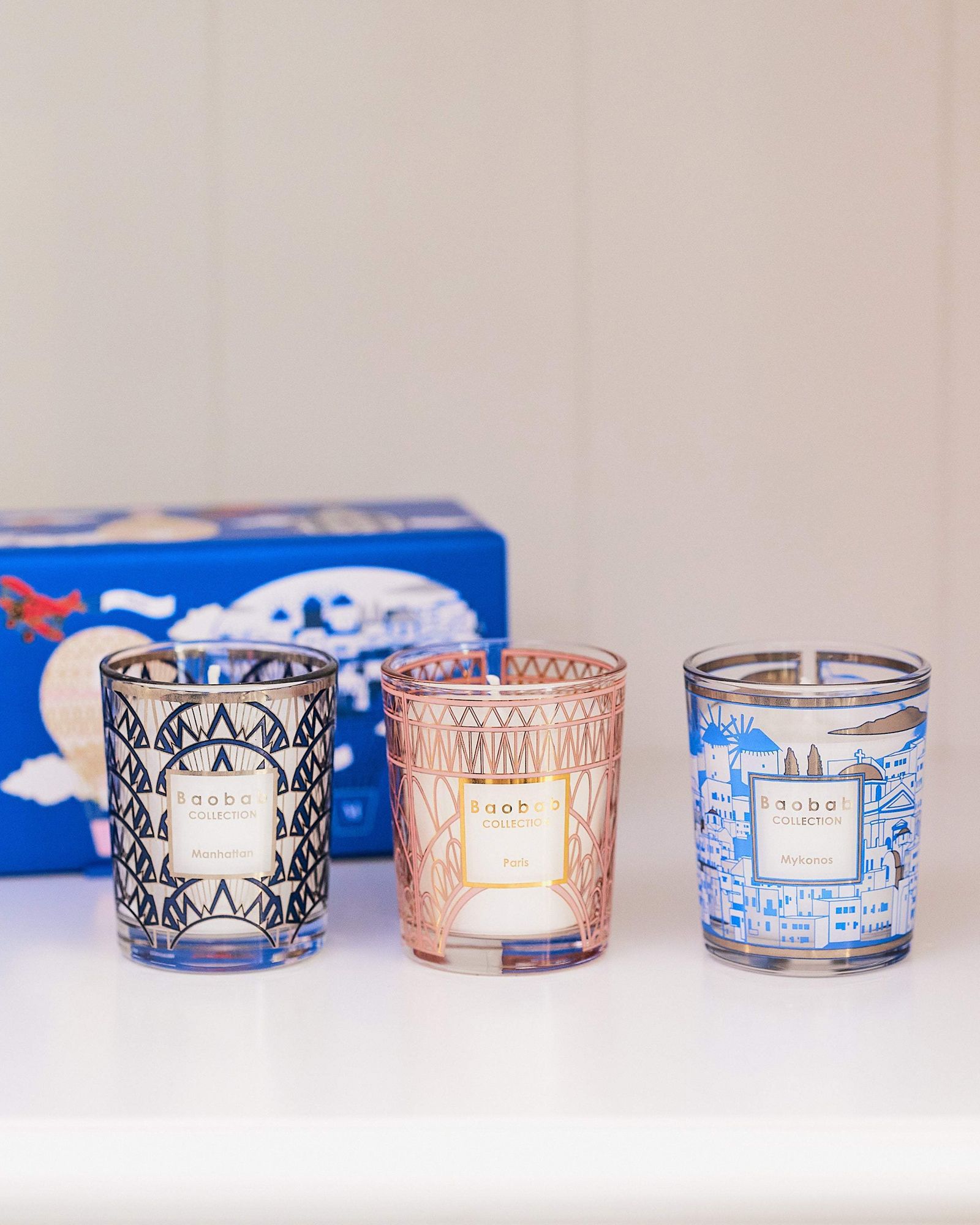 Trio Travel Candles My First Baobab Manhattan-Paris-Mykonos