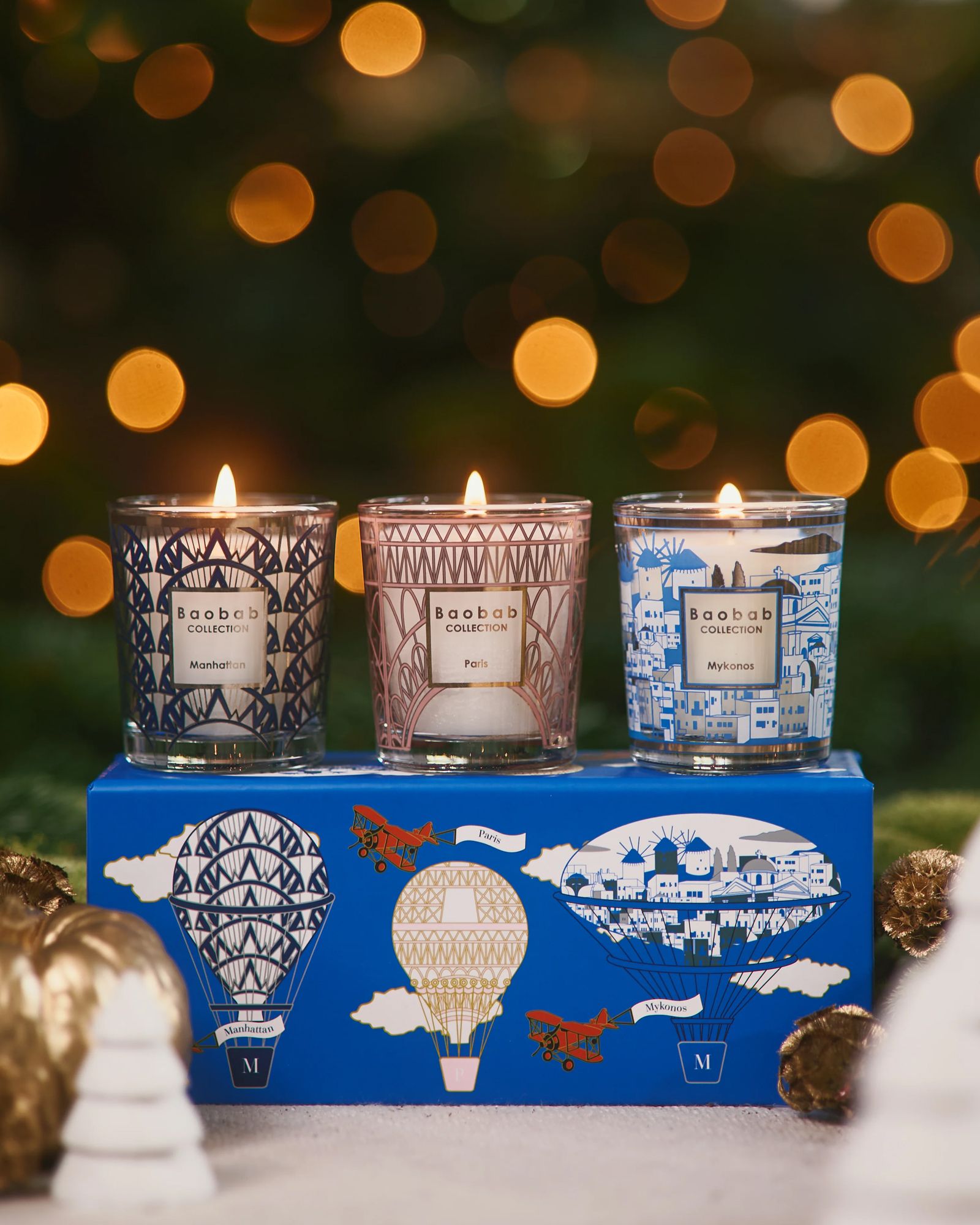 Trio Travel Candles My First Baobab Manhattan-Paris-Mykonos