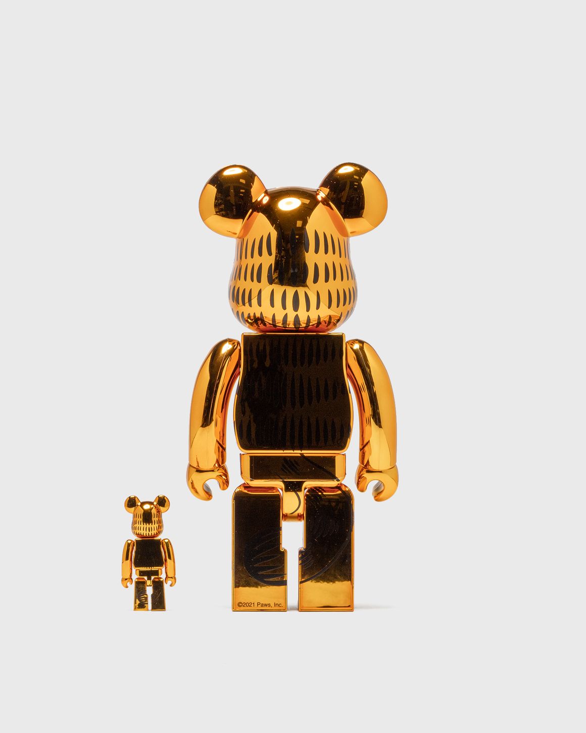MEDICOM BEARBRICK 400% GARFIELD GOLD CHROME 2-PACK Multi