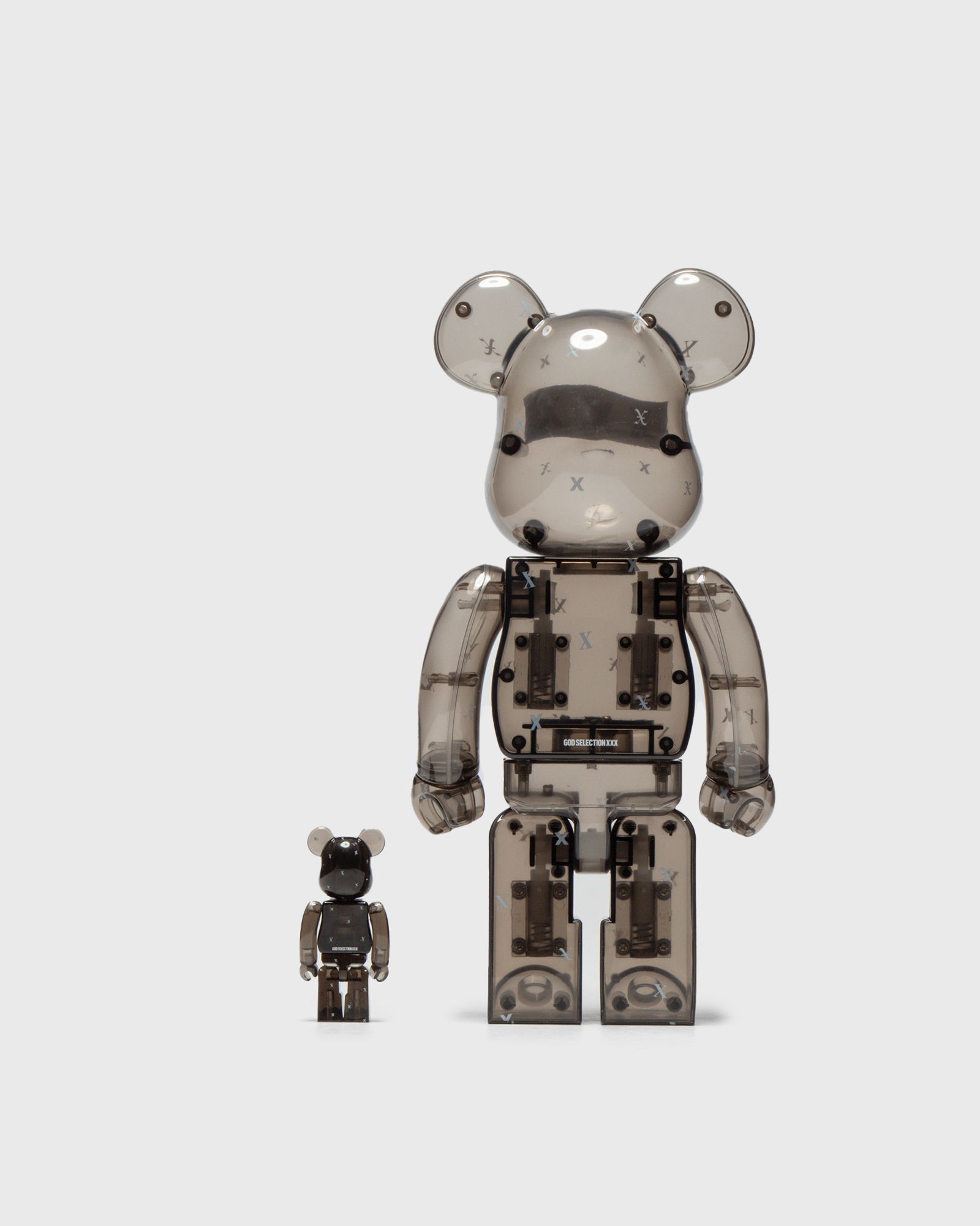 BEARBRICK 400% GOD SELECTION XXX BLACK CLEAR 2-PACK
