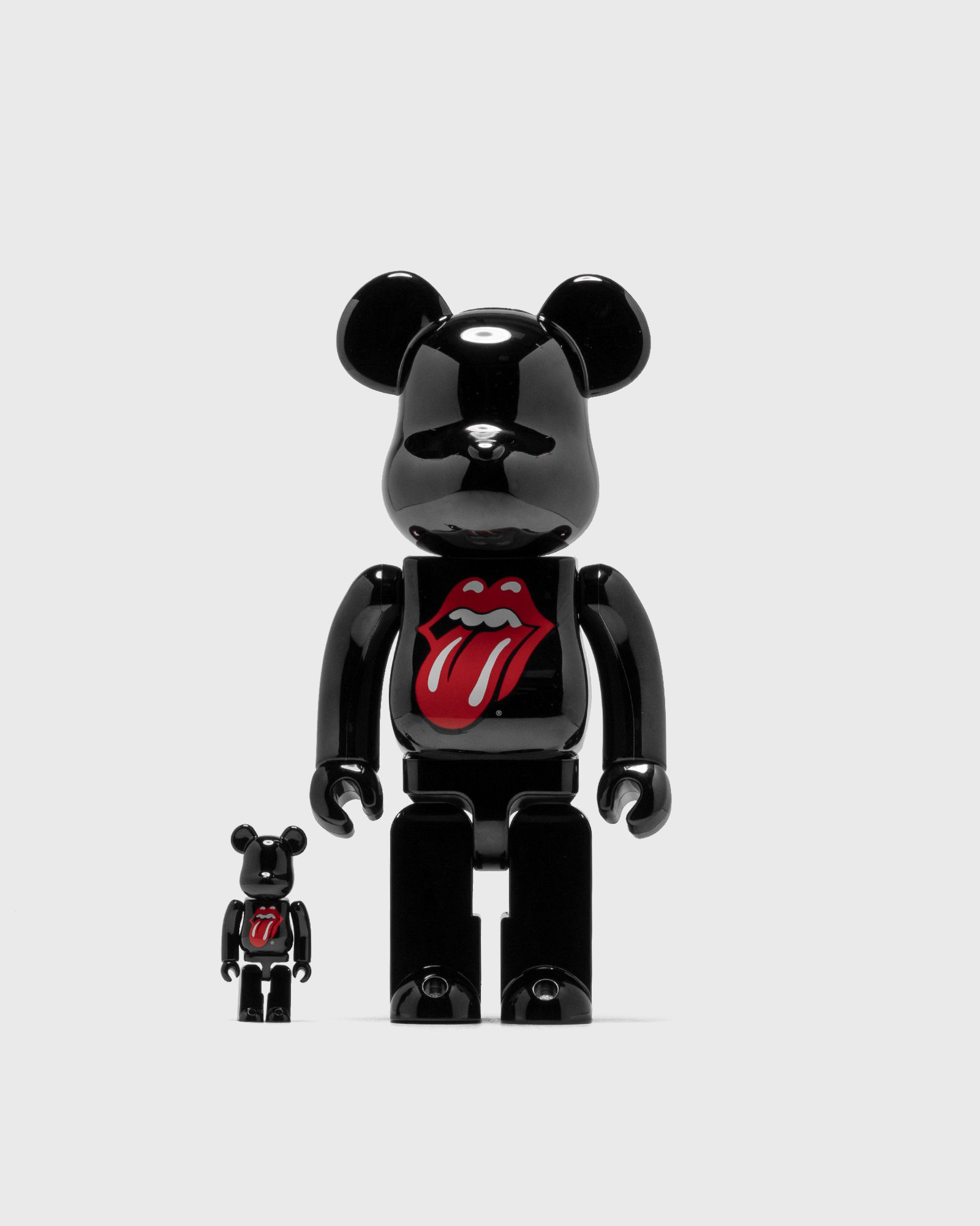 BEARBRICK 400% THE ROLLING STONES LOGO BLACK CHROME 2-PACK