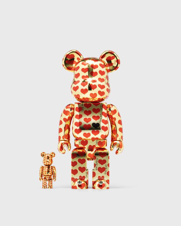 MEDICOM BEARBRICK 400% AMPLIFIER GOLD HEART 2-PACK Gold/Red