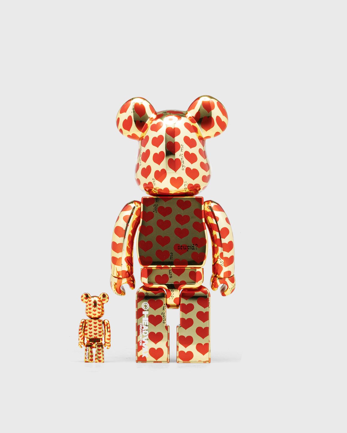 MEDICOM BEARBRICK 400% AMPLIFIER GOLD HEART 2-PACK Gold/Red