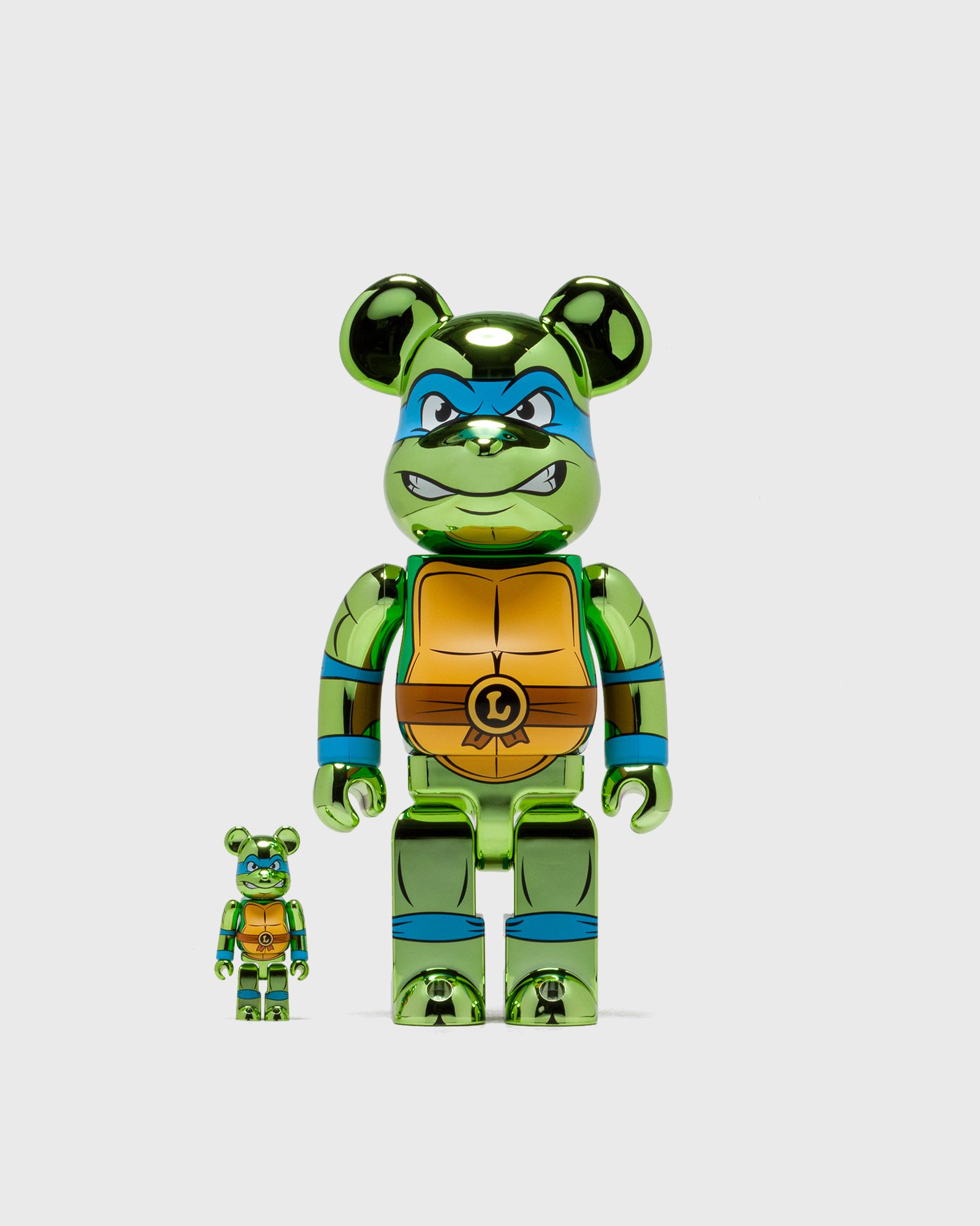 BEARBRICK 100% 400% TMNT LEONARDO CHROME