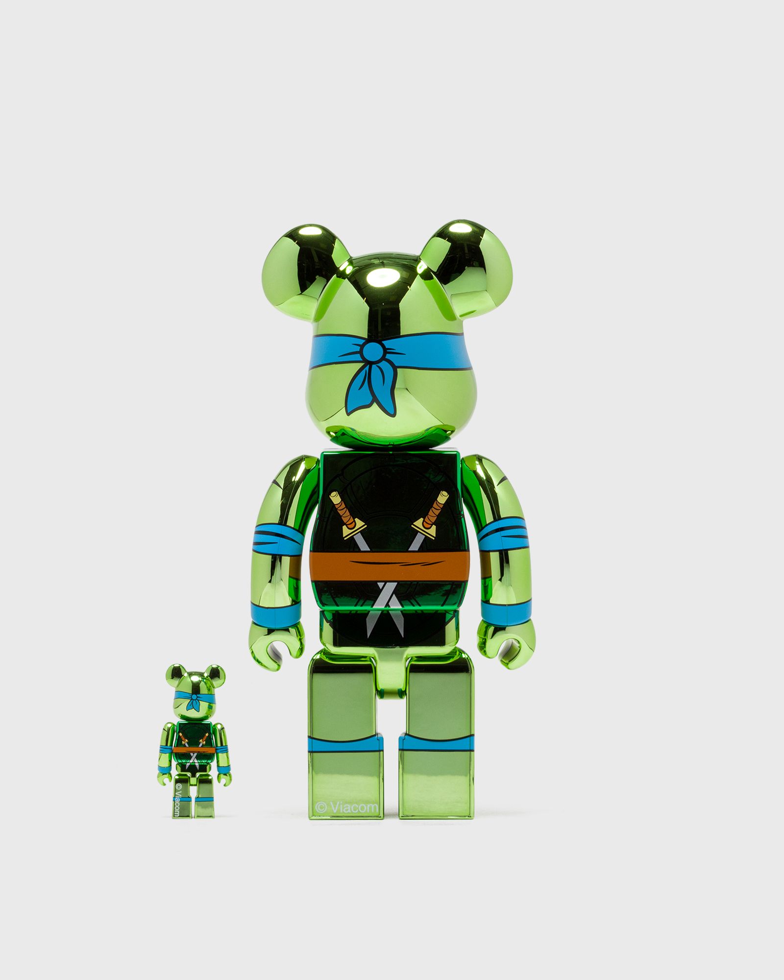 BEARBRICK 100% 400% TMNT LEONARDO CHROME