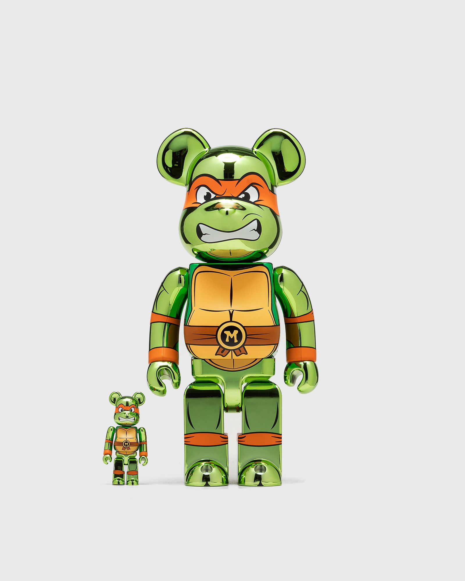 BEARBRICK 100% 400% TMNT MICHELANGELO CHROME
