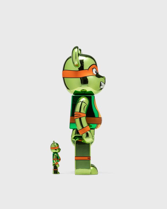 BEARBRICK 100% 400% TMNT MICHELANGELO CHROME