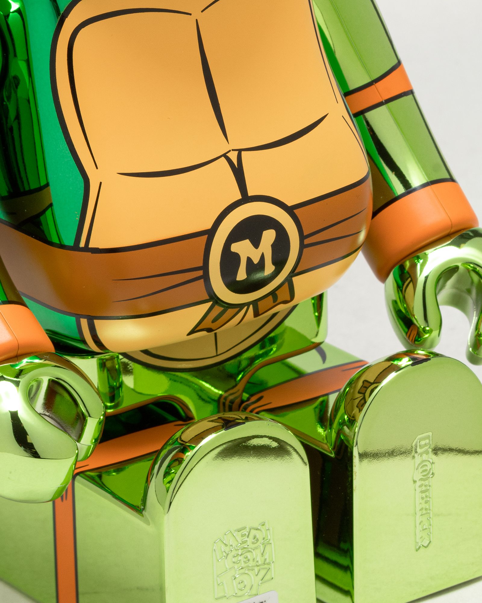 BEARBRICK 100% 400% TMNT MICHELANGELO CHROME