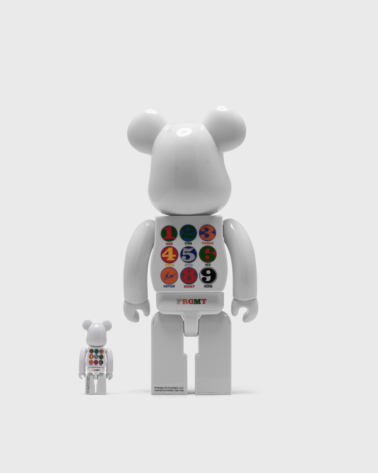 BEARBRICK 100% 400% ROBERT INDIANA X FRAGMENTDESIGN WHITE