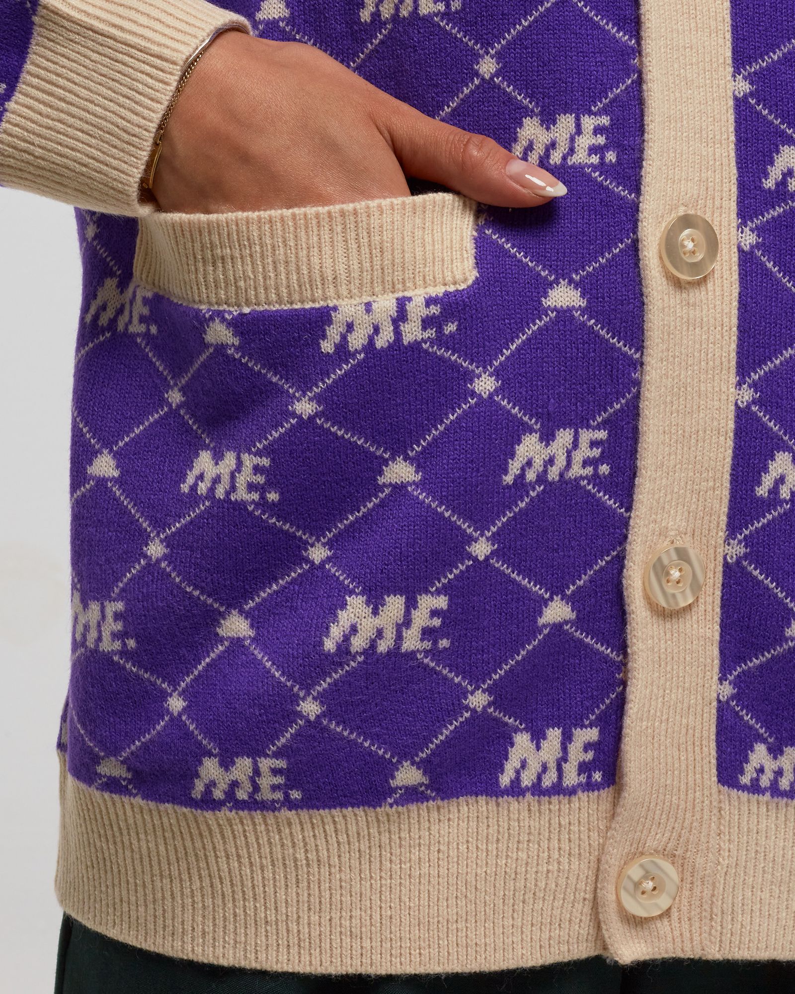 ME. Monogram Cardigan - Magic Purple