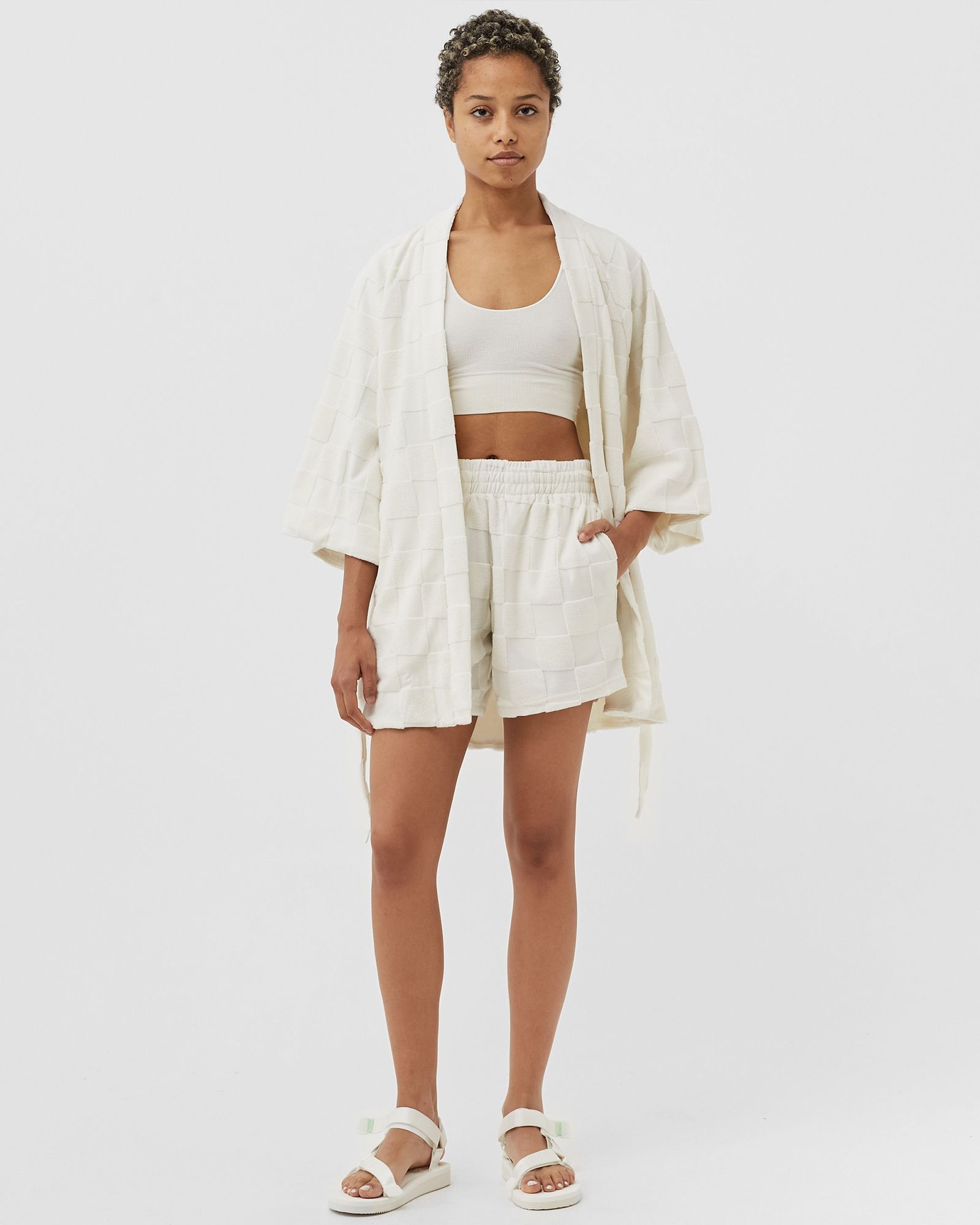 Estelle Terrycloth Check Lounge Short