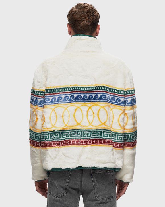JACQUARD FAUX FUR PULLOVER JACKET