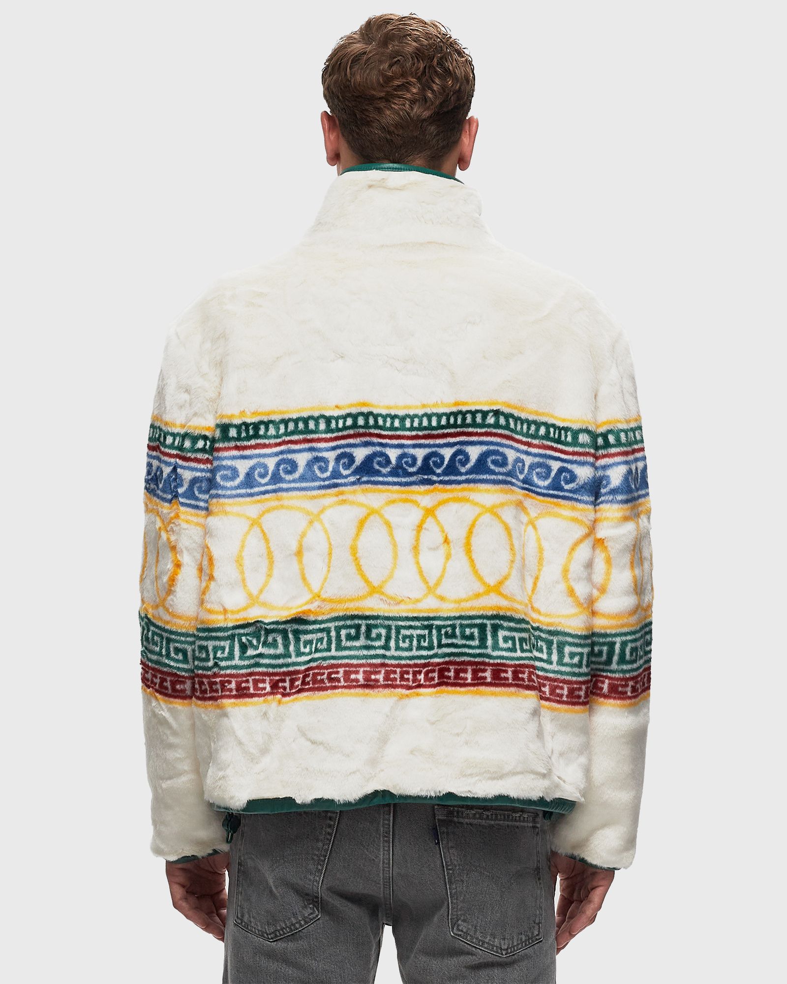 JACQUARD FAUX FUR PULLOVER JACKET