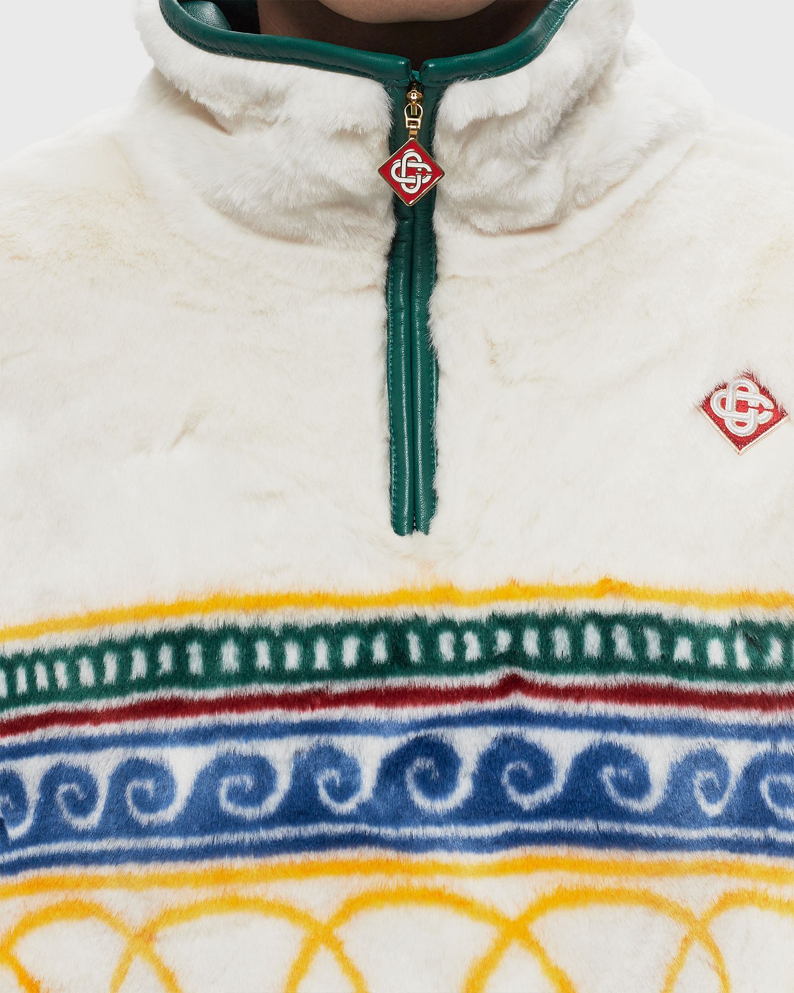 JACQUARD FAUX FUR PULLOVER JACKET