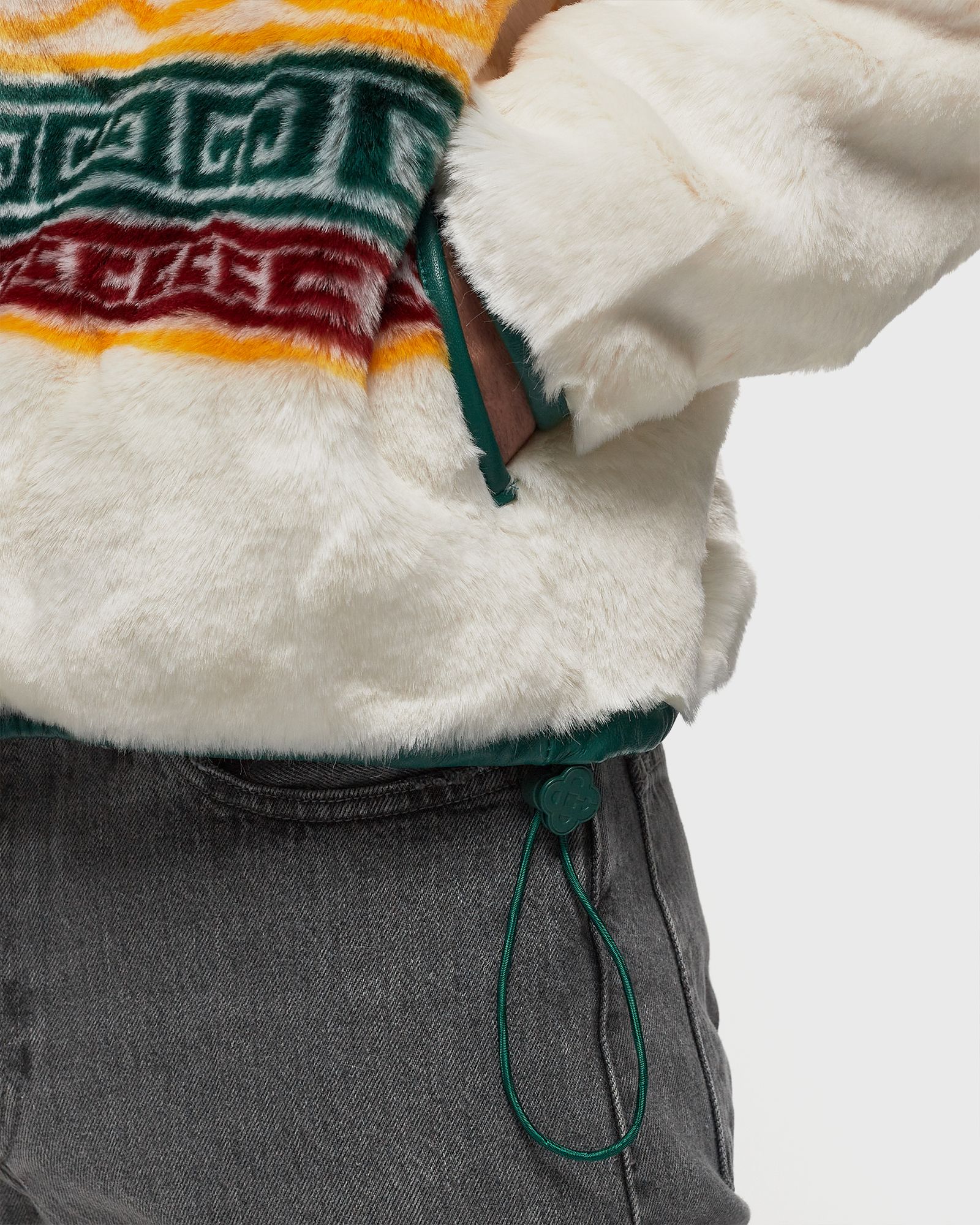 JACQUARD FAUX FUR PULLOVER JACKET