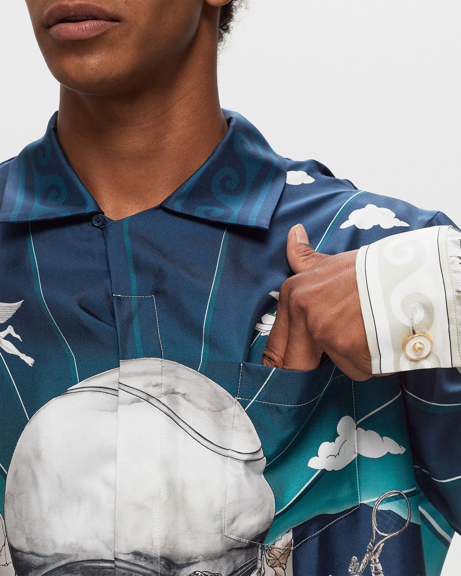 LONG SLEEVE CUBAN COLLAR SHIRT