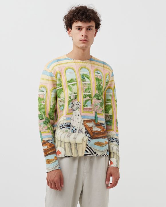 PRINTED CREW SWEATER