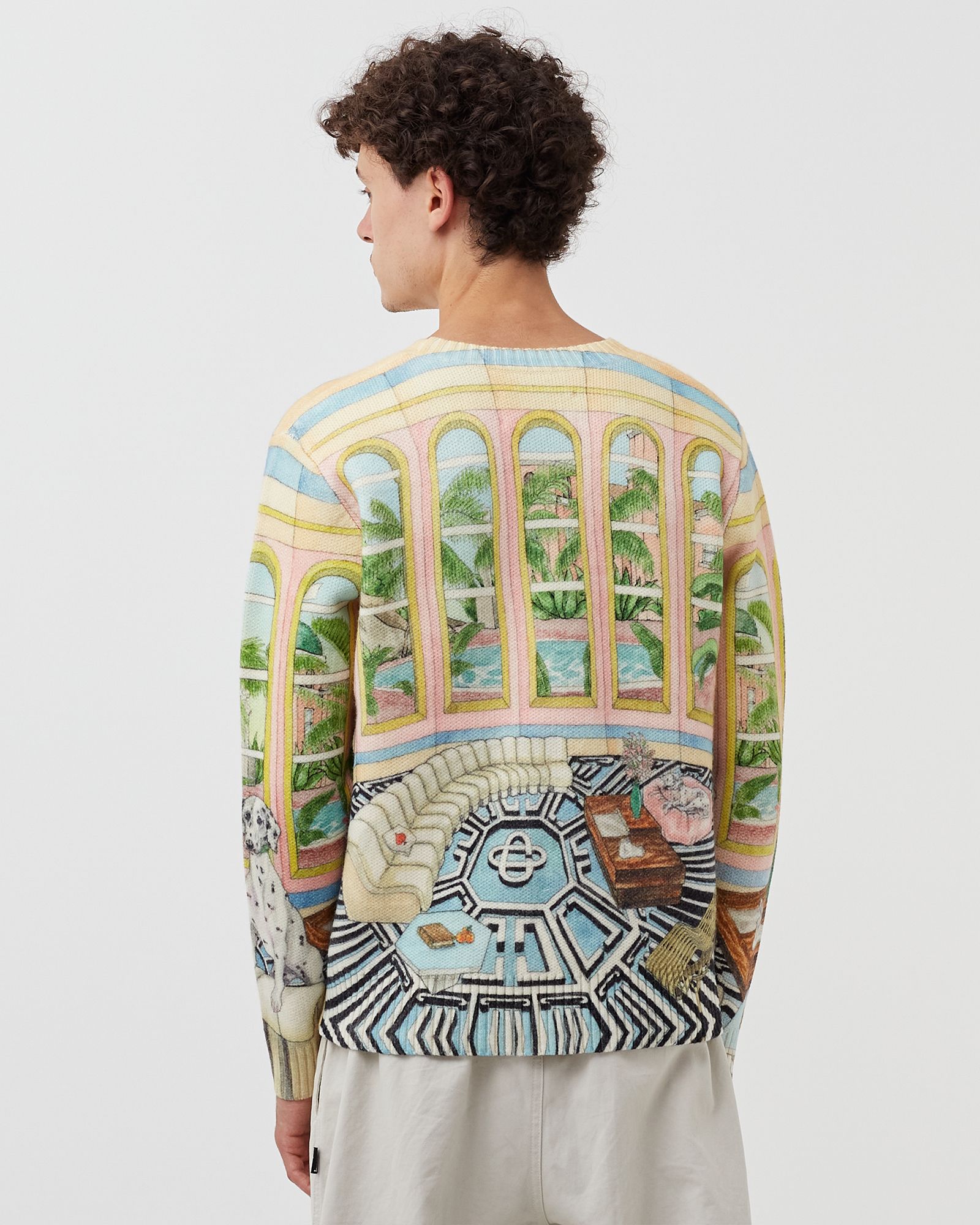 PRINTED CREW SWEATER