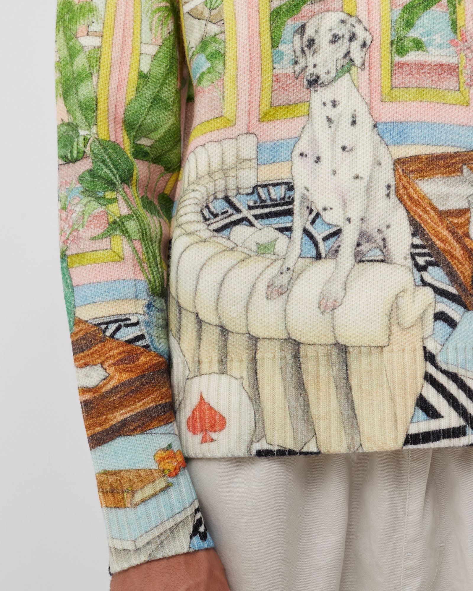 PRINTED CREW SWEATER