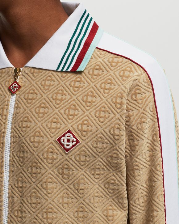 Casablanca Men's Allover Monogram Velvet Track Jacket