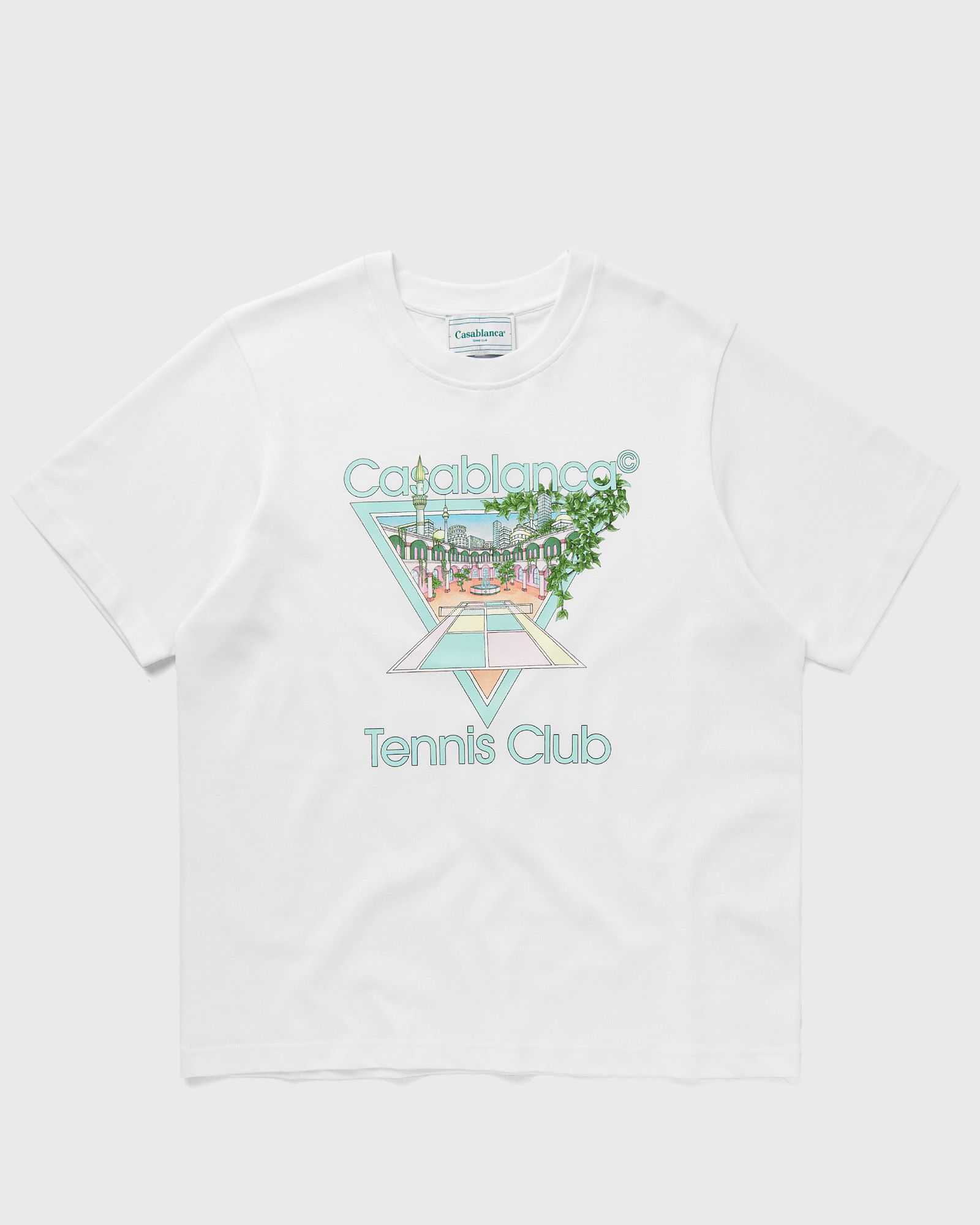 Casablanca - tennis club pastelle printed t-shirt men shortsleeves white in größe:xl