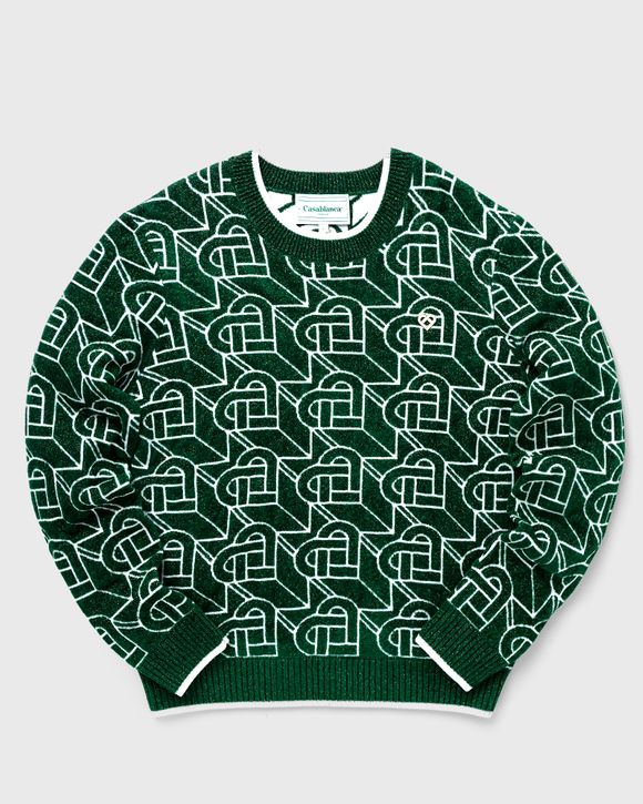 Casablanca Heart monogram knitted jumper, GREEN/WHITE