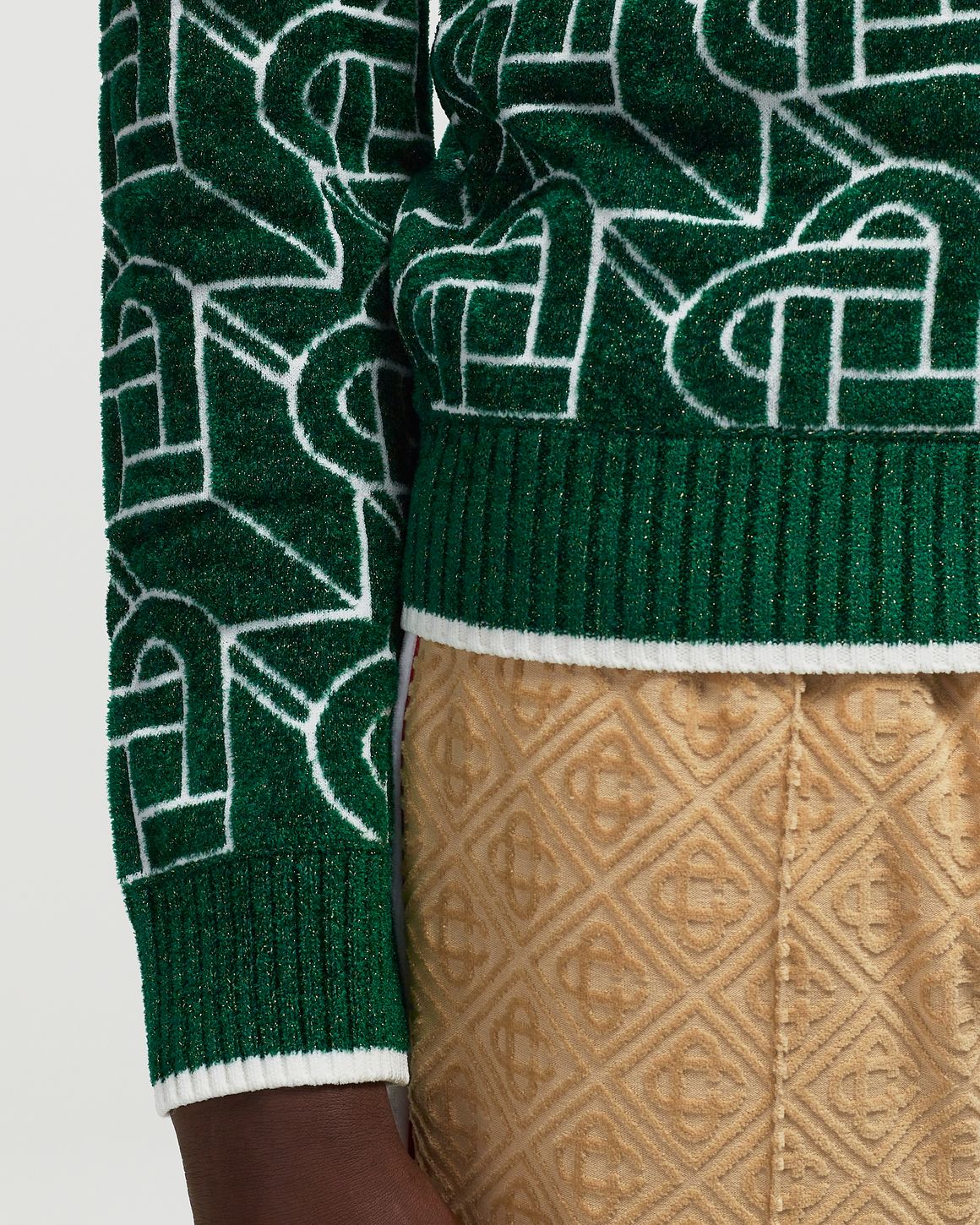 Casablanca Men's Heart Monogram Crew Knit in Green Casablanca