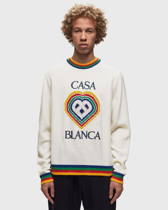 Casablanca HEART BOUCLE BRAND JUMPER White | BSTN Store