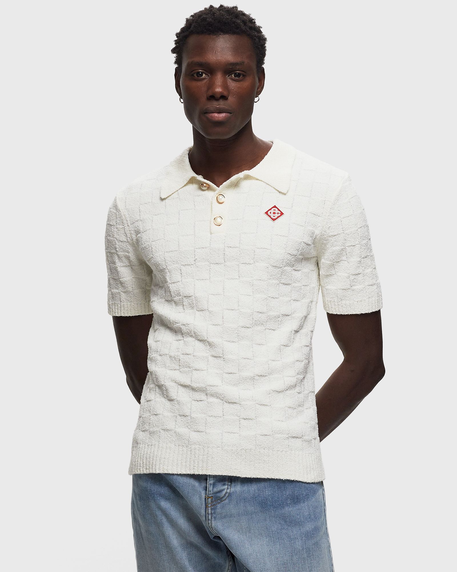 CHECKED YOKE BOUCLE POLO
