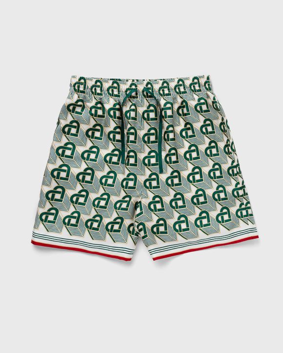 Casablanca SILK SHORTS WITH DRAWSTRINGS Green - HEART MONOGRAMME GREEN