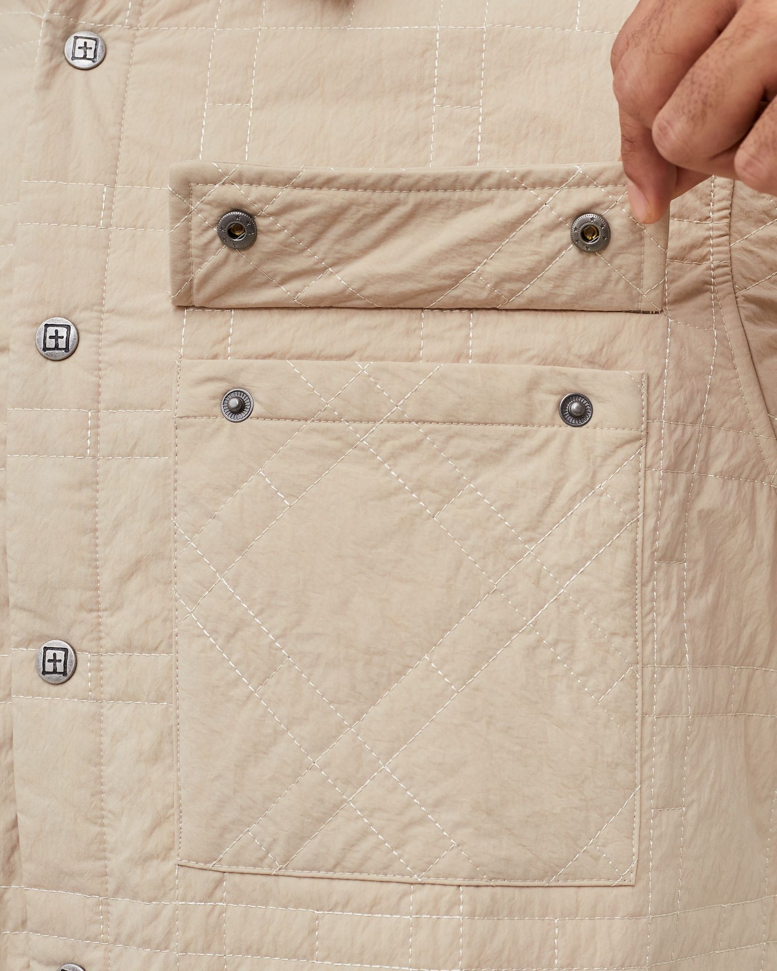 south quilted ls shirt cream