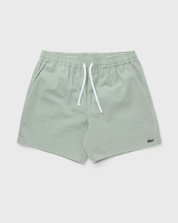 Mid Length Striped Textured Swim Trunks